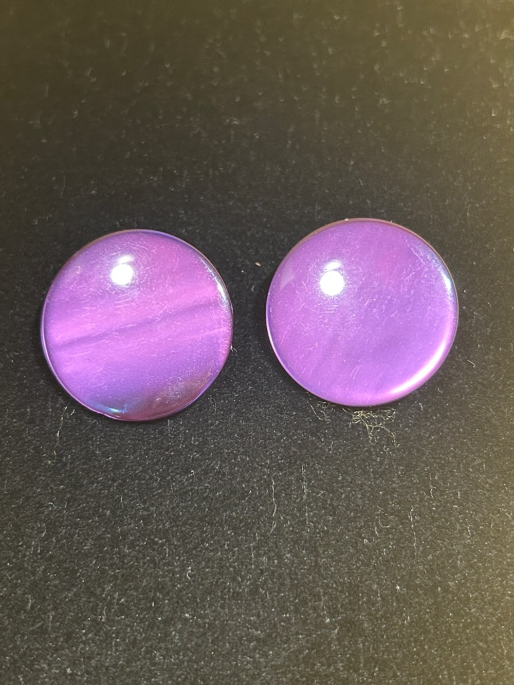 Vintage Periwinkle Moon glow Plastic Round studs - Pair of earrings